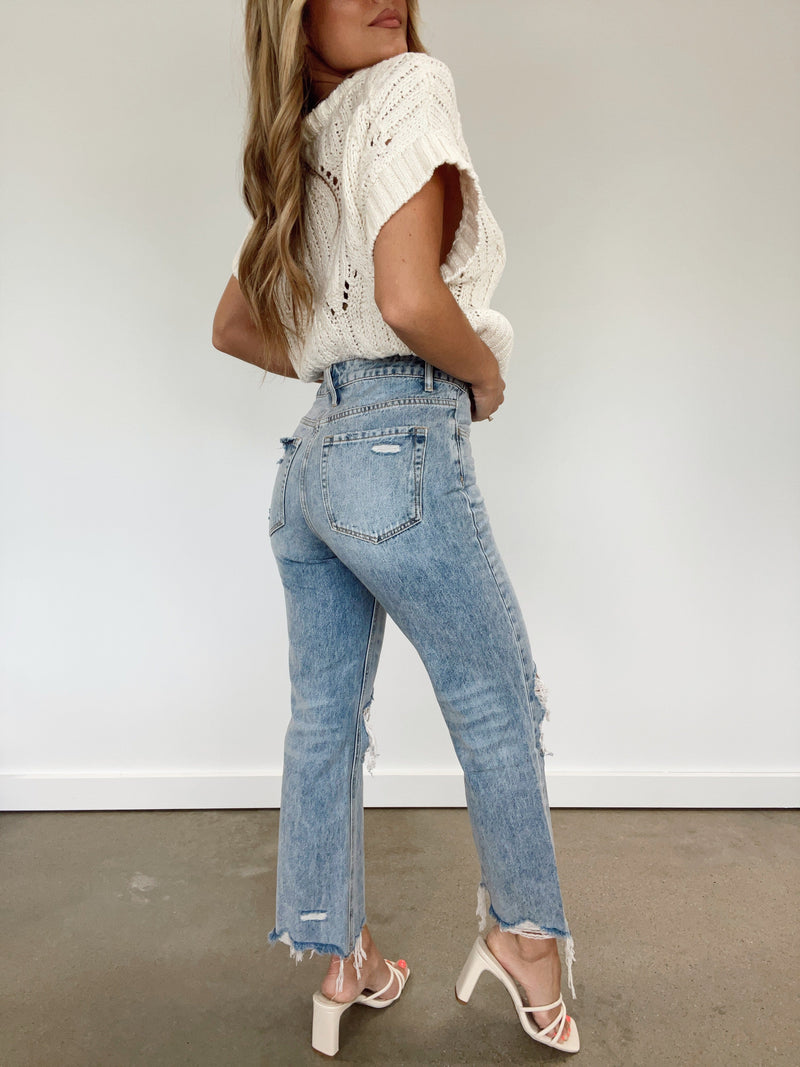 Cropped Straight Leg Jeans