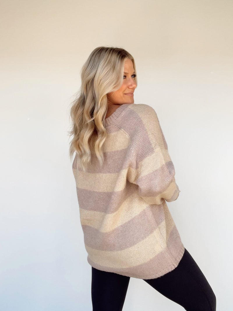 W1053 natural lavender striped sweater by together
