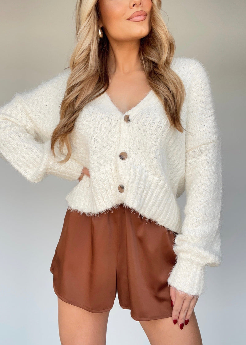 W1232 ivory cropped cardigan by together