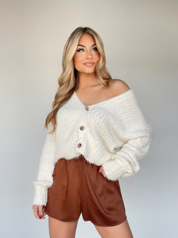 W1232 ivory cropped cardigan by together