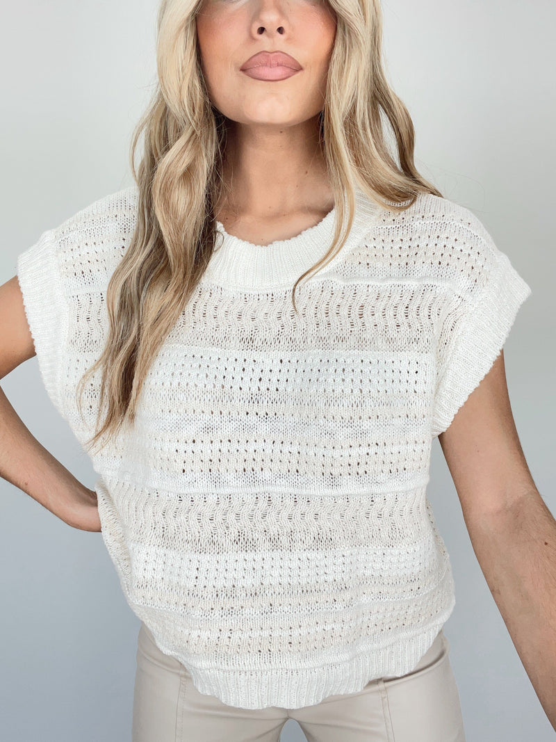 W1280 blush ivory textured crochet top by together