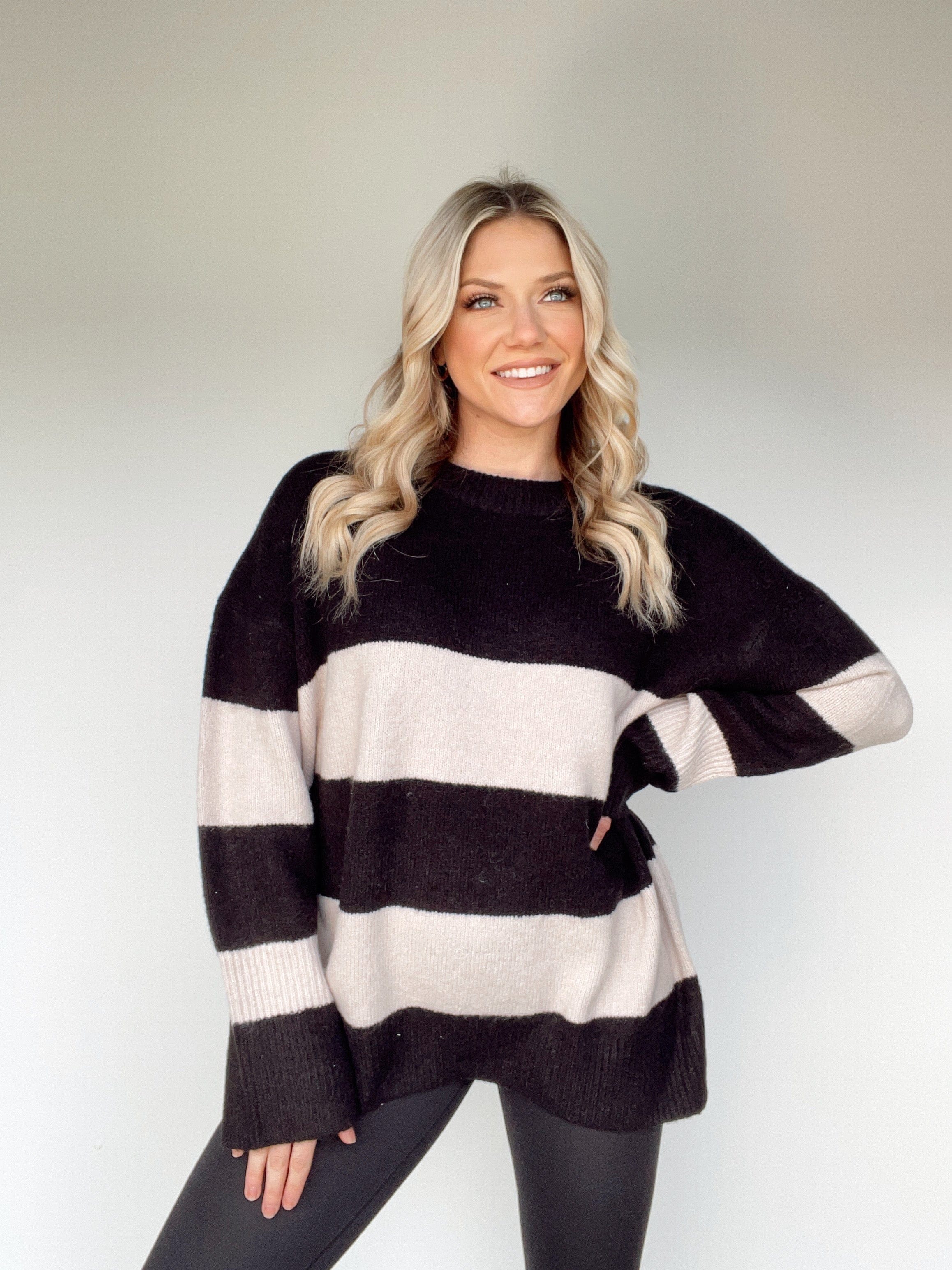 W1341-LANE striped knit sweater by together