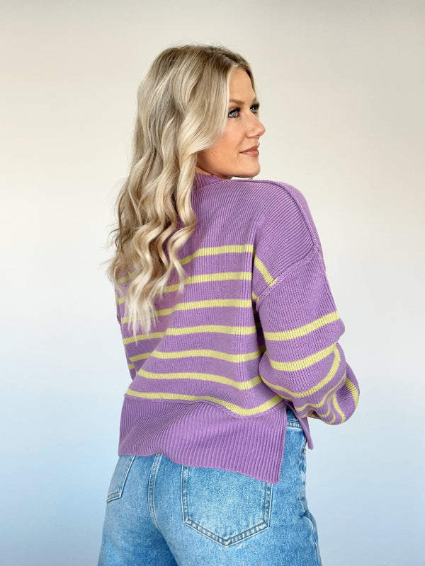 W1391-LANE cropped striped sweater by together