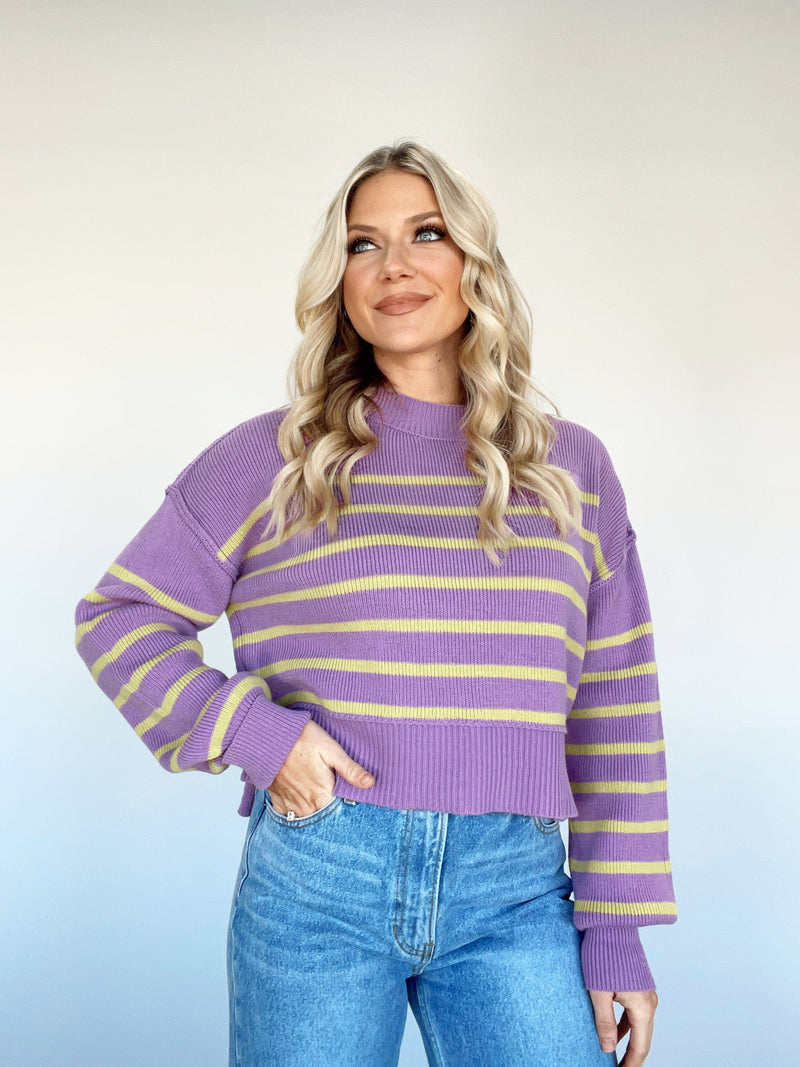 W1391-LANE cropped striped sweater by together