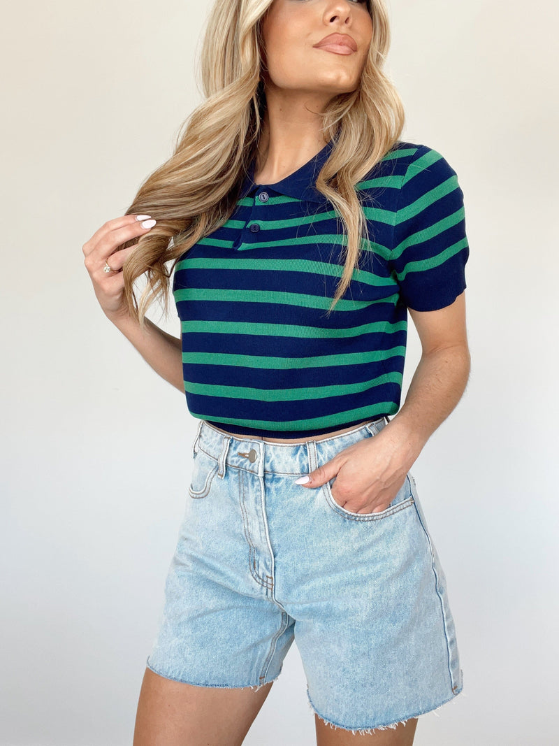 W1437 striped cropped top by together