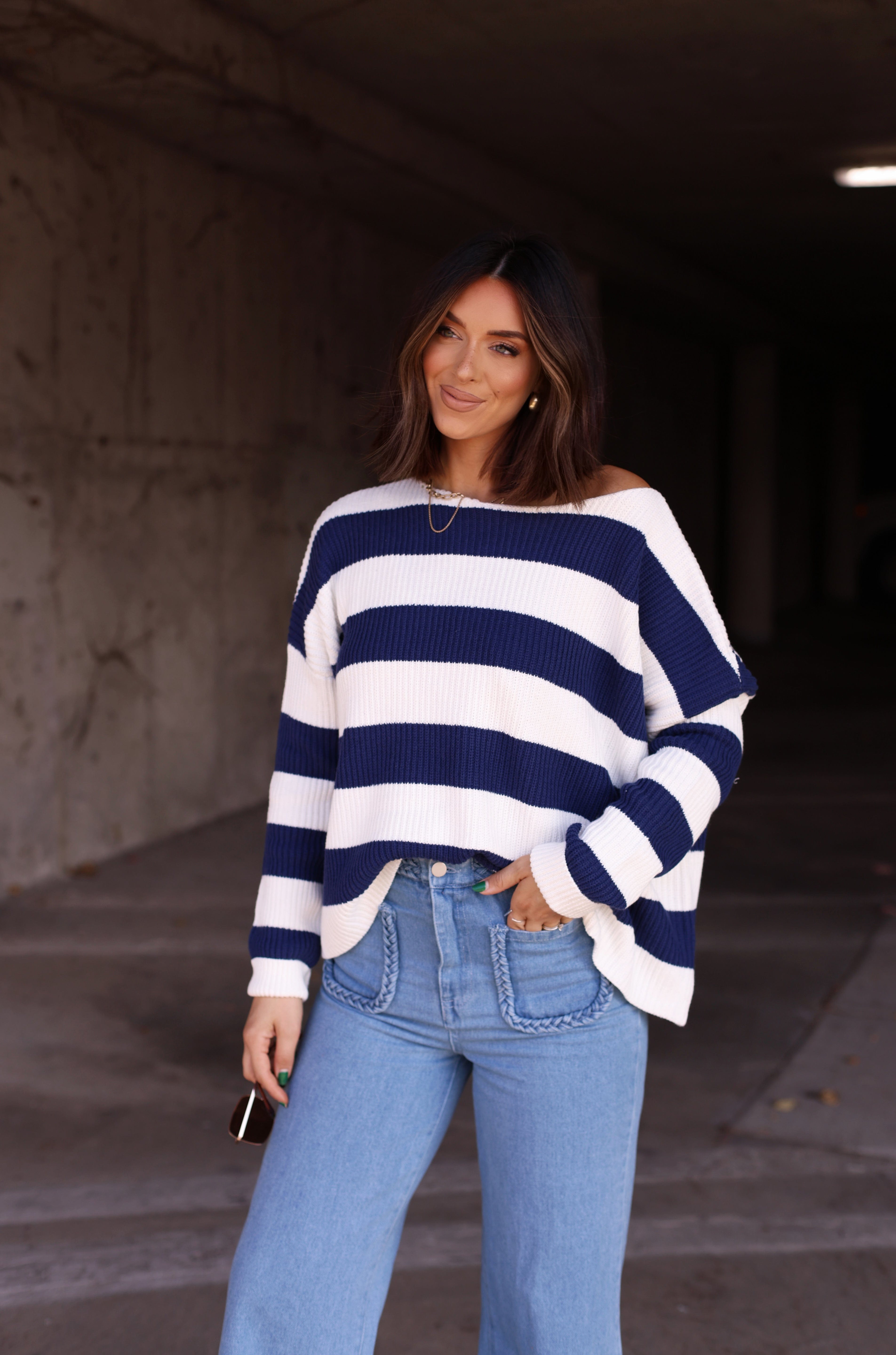 Navy Striped Sweater