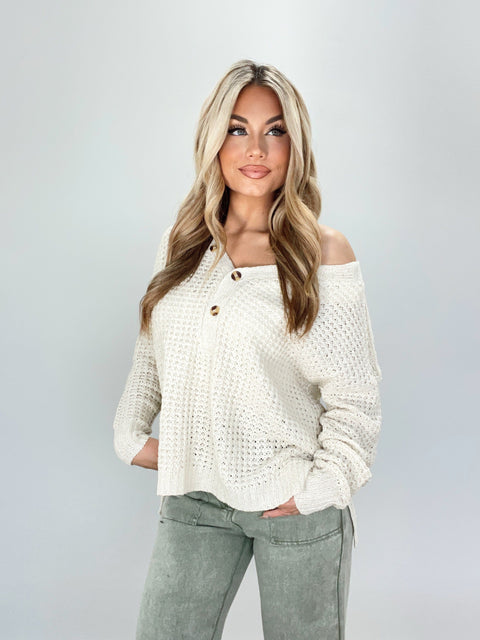 Waffle Knit Pullover Sweater – Lane 201