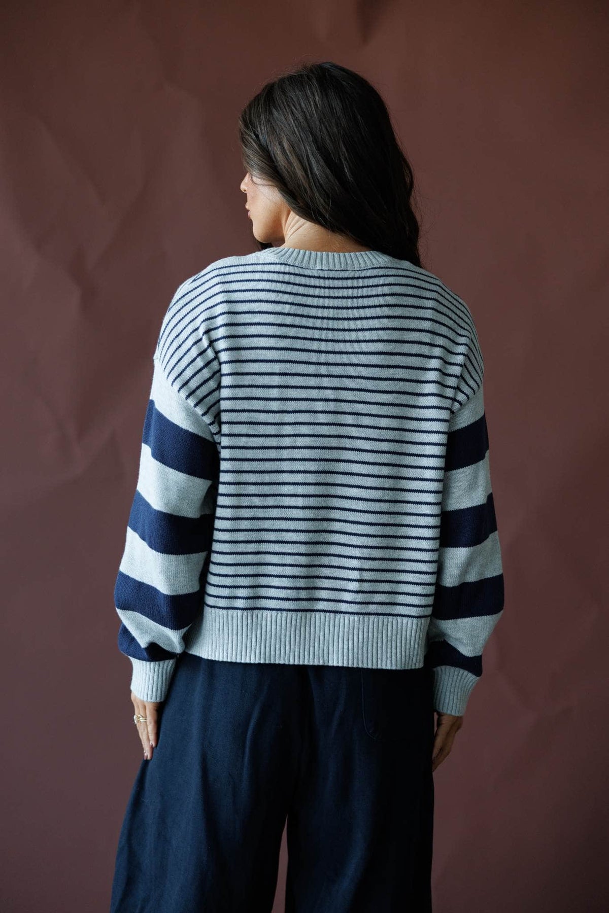 Navy and cream stripe cardigan