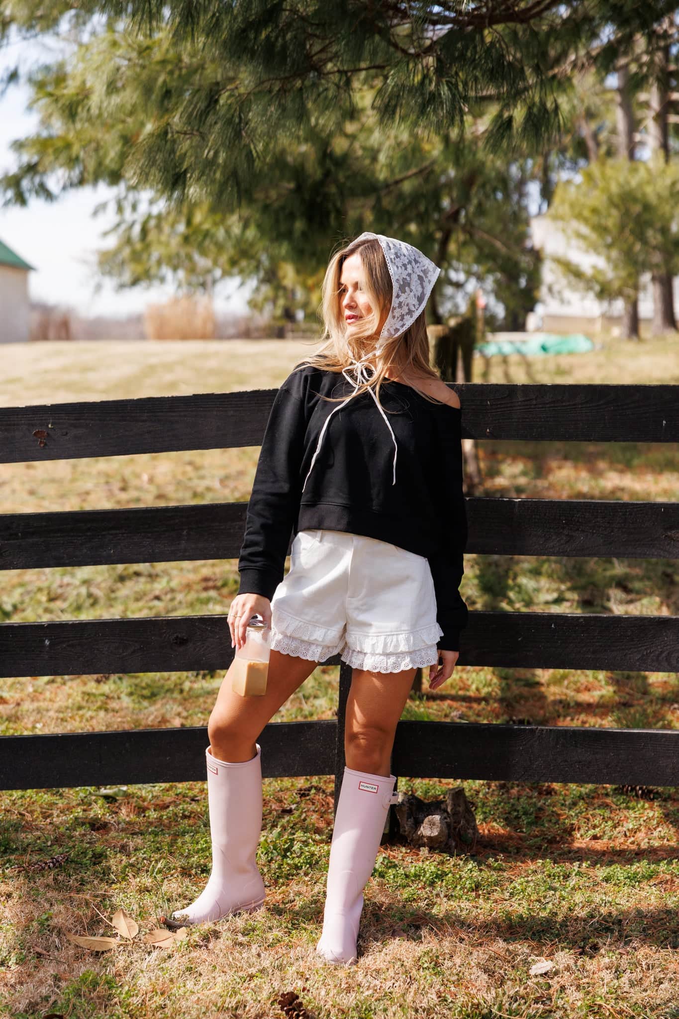 White Lace Trim Shorts | Eyelet Lace Ruffle Hem Shorts | Lane 201