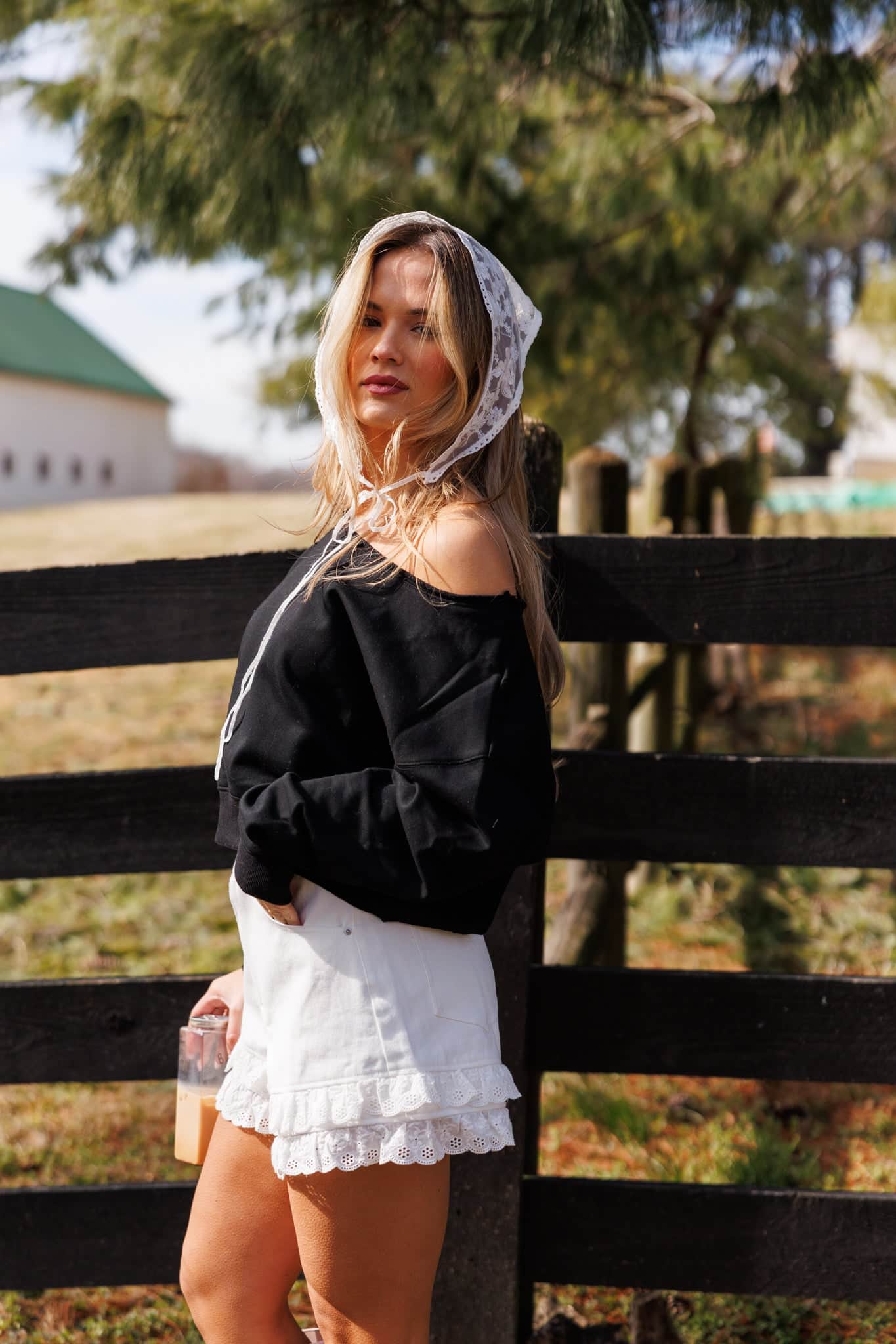 White Lace Trim Shorts