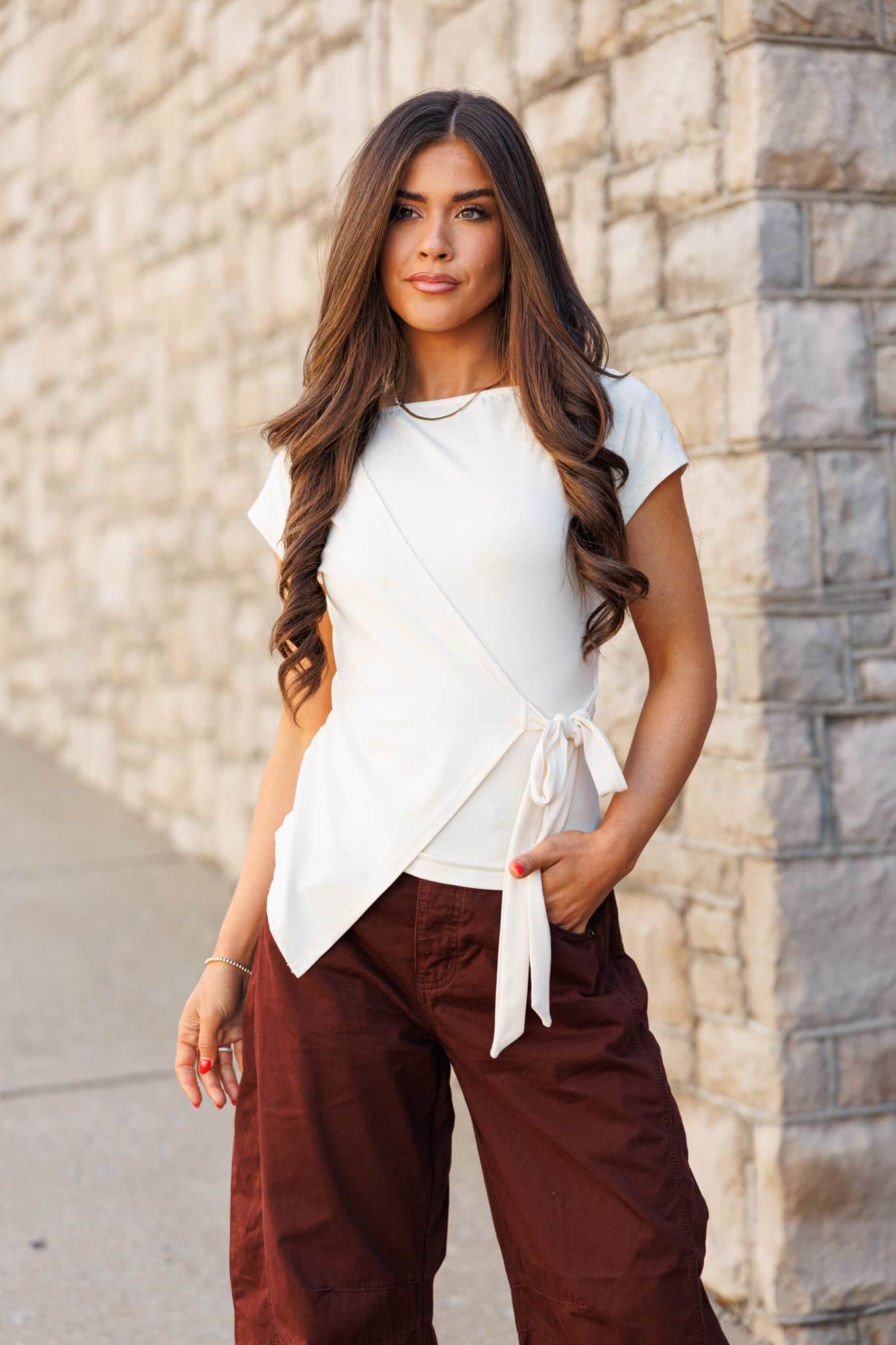 Wrapped Front Tie Knot Top