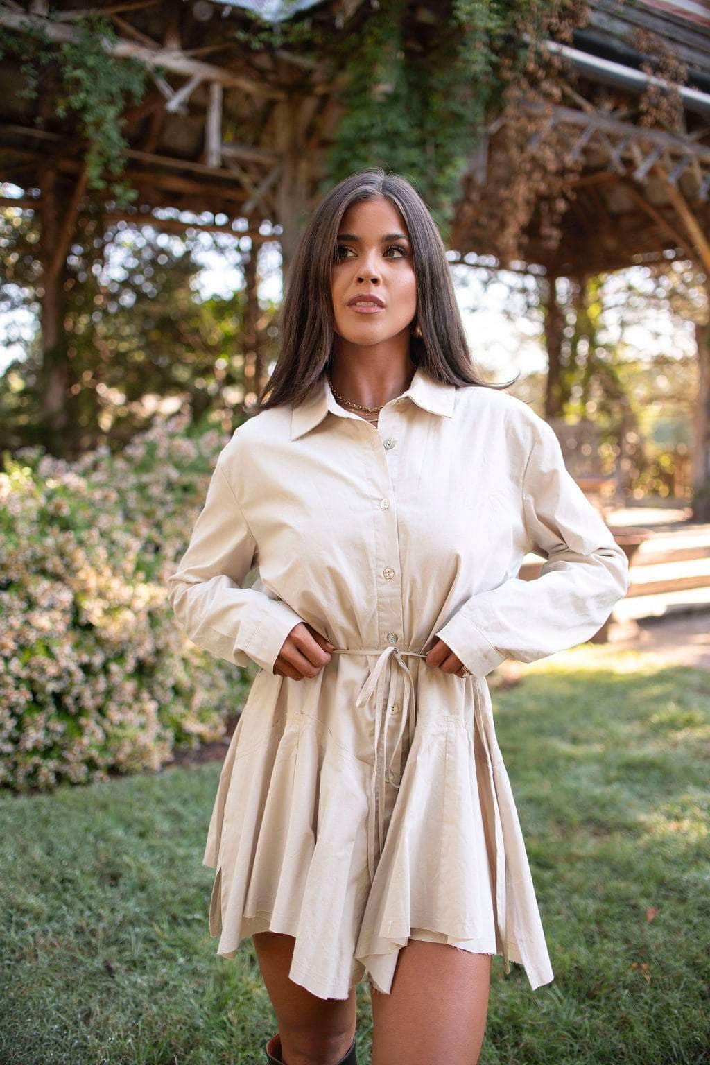 Countryside Chic Long Sleeve Button Front Romper | Lane 201