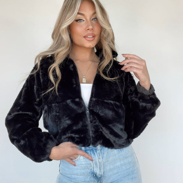 Black Teddy Fur Jacket – Lane 201