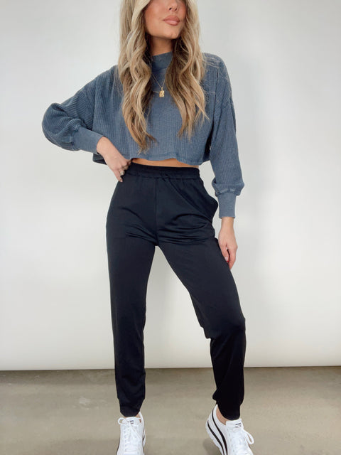 Gym Goals Luxe High Waist Oversized Joggers In Black