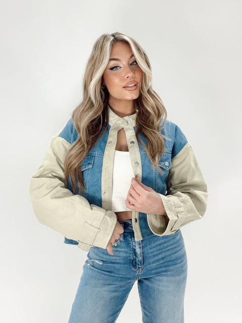 Missguided two-piece denim jacket in green