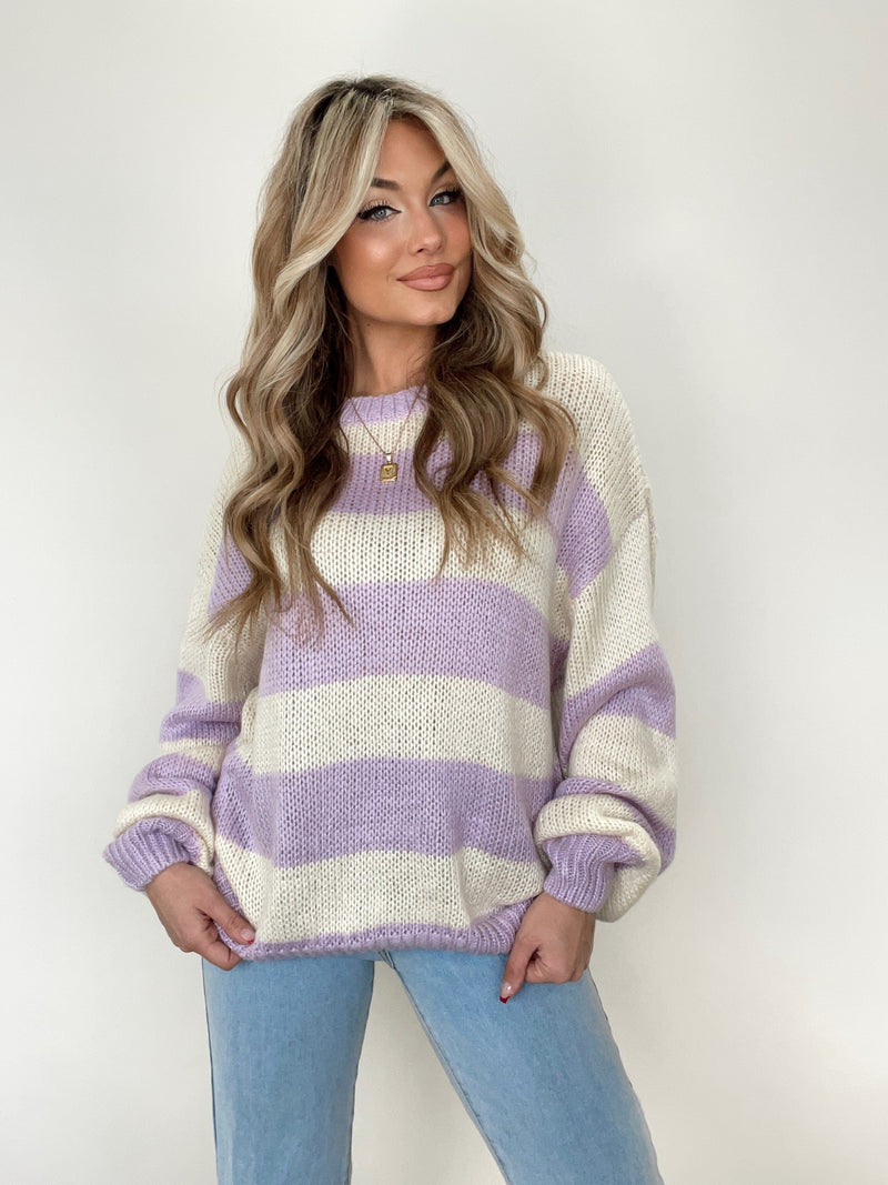 BRW0280 lavender striped sweater Bailey Rose