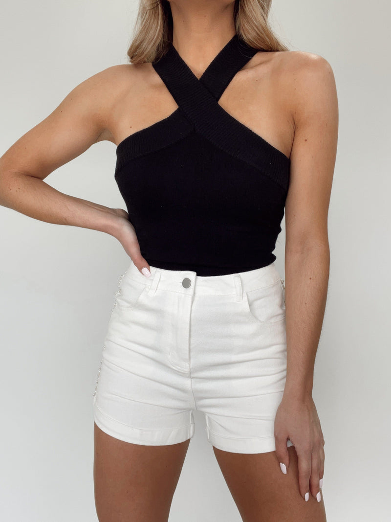 Womens High Waisted Shorts Black and White Sexy Shorts – Loving Lane Co