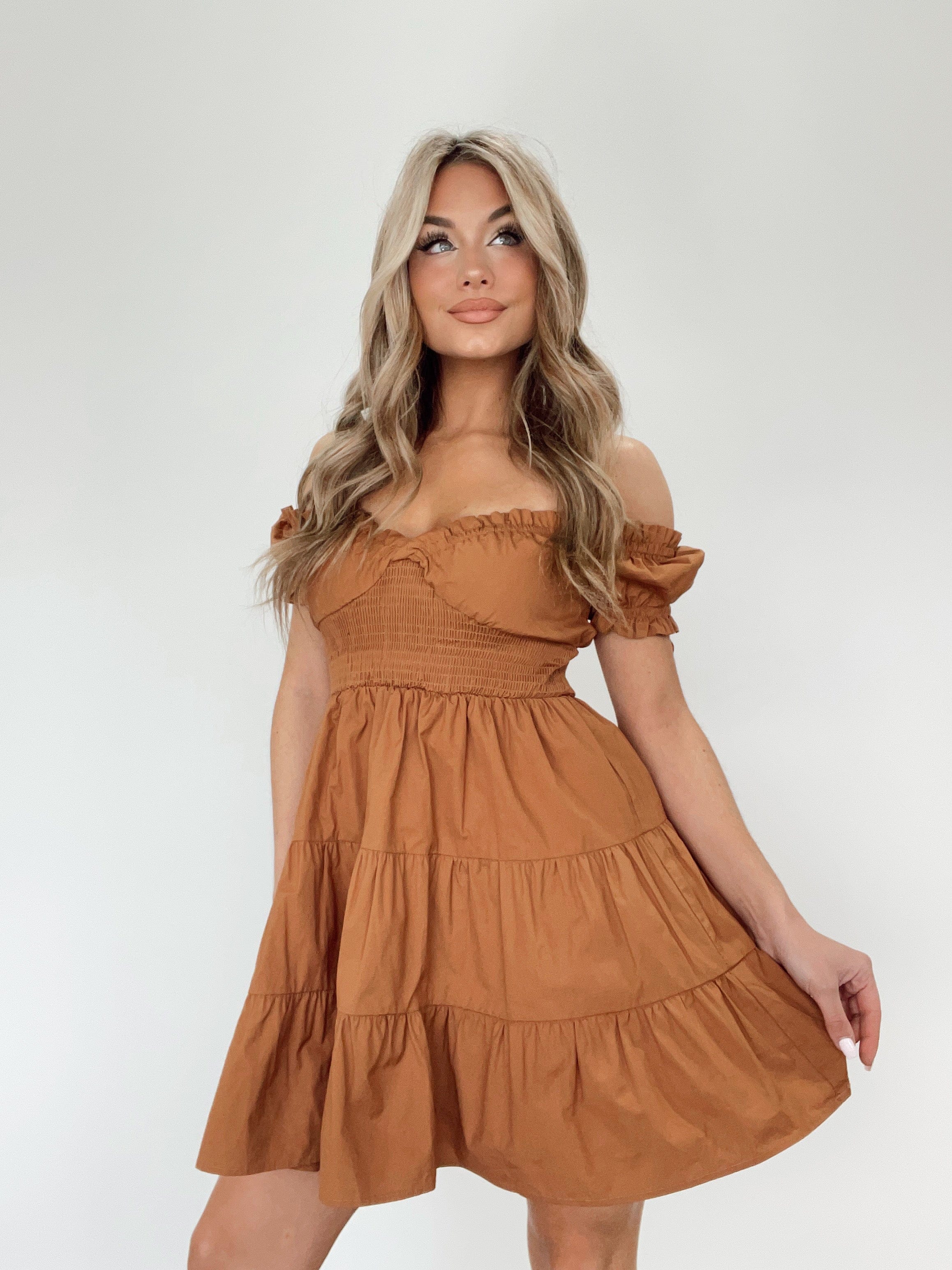 Cognac Boho Babe Dress MABLE