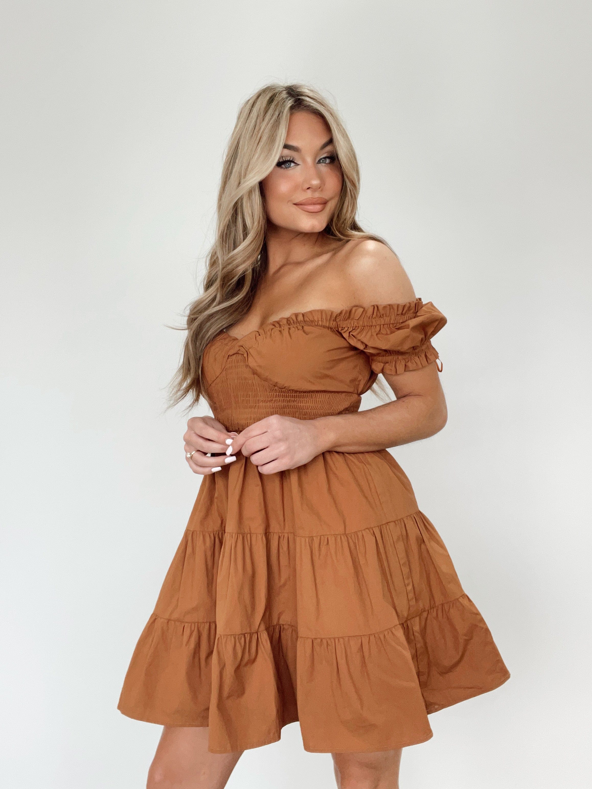 Cognac Boho Babe Dress MABLE