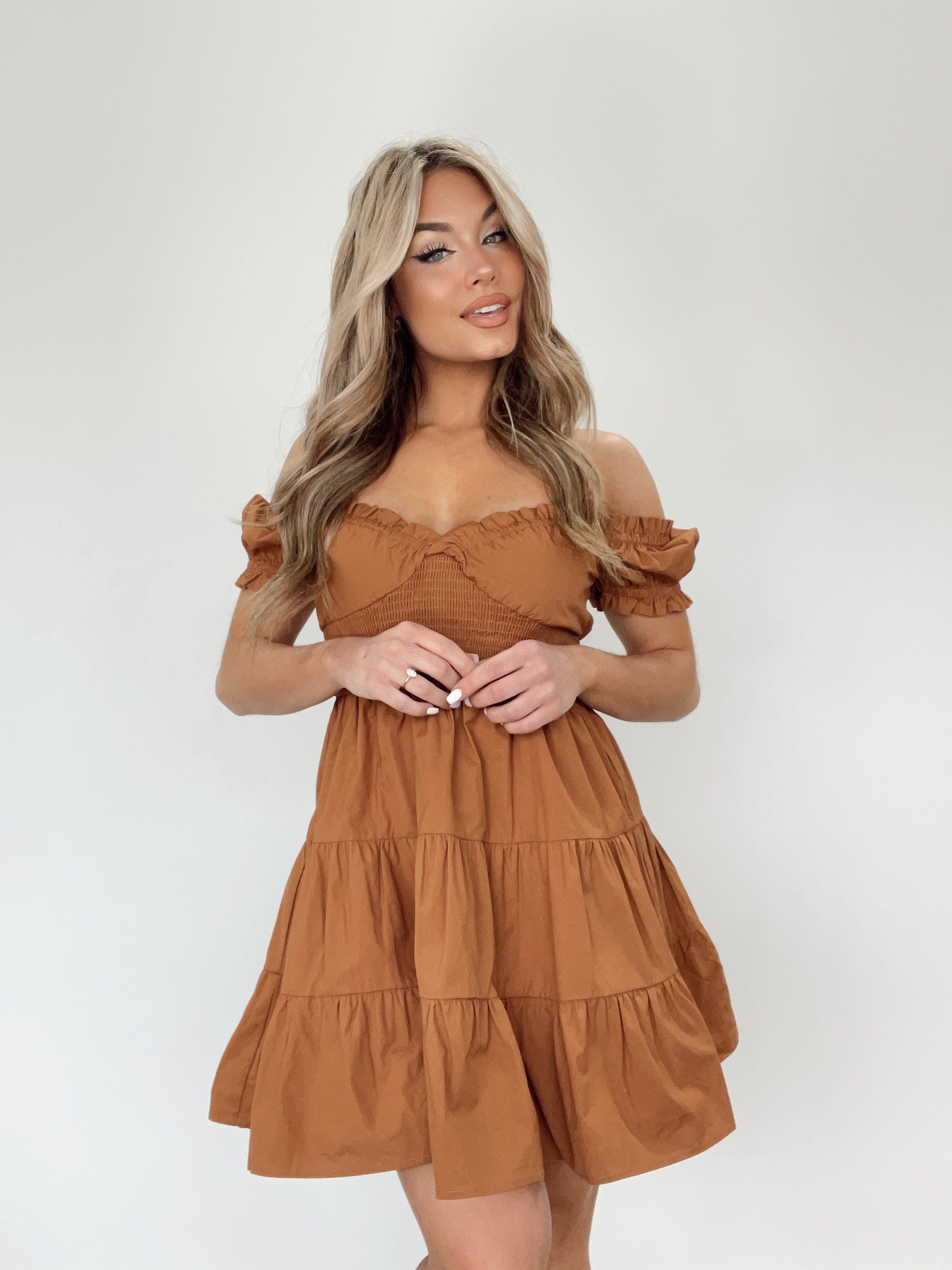 Cognac Boho Babe Dress MABLE