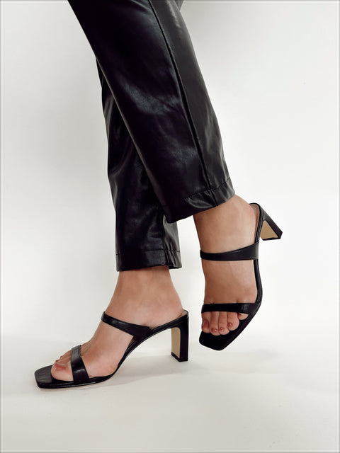 Stylestry Wide Fit Ankle Strap Black Block Heels For Women & Girls
