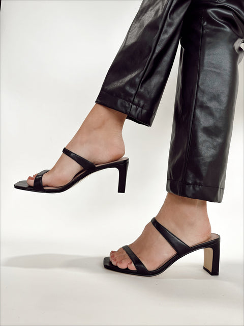 Black & White Twist Strap Heeled Sandals | Express