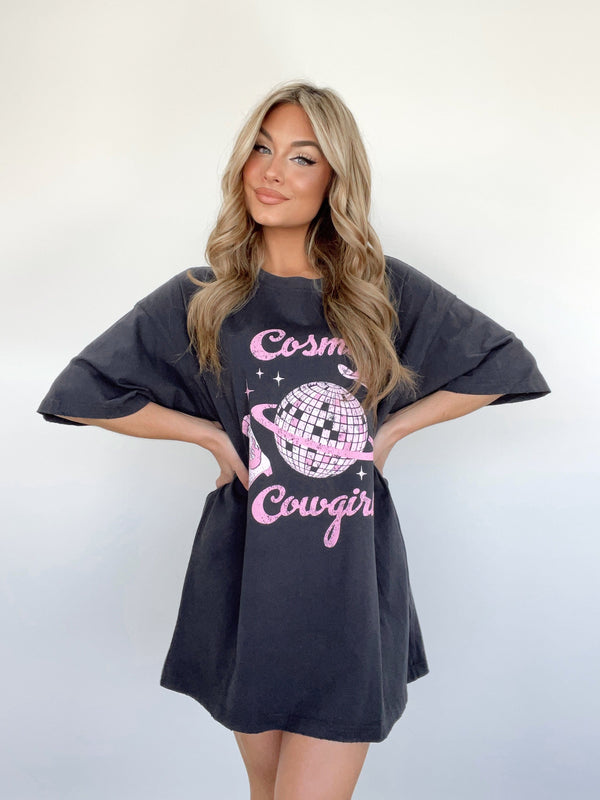 K1800-5068 black cosmic cowgirl graphic tee Zutter