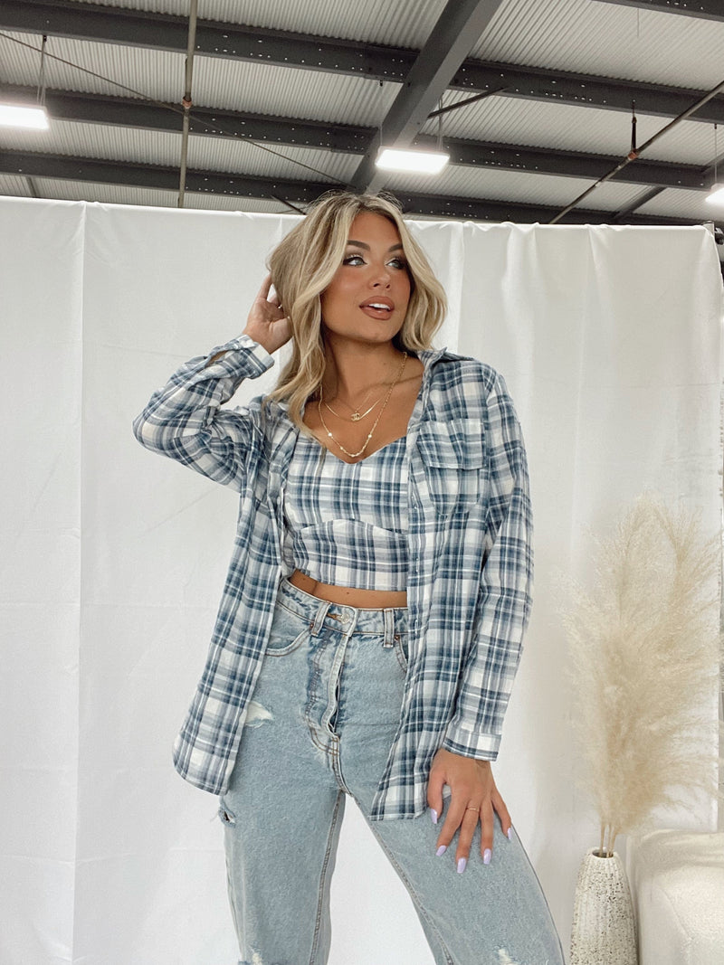 Leave The Night On Plaid Top Cloud Ten