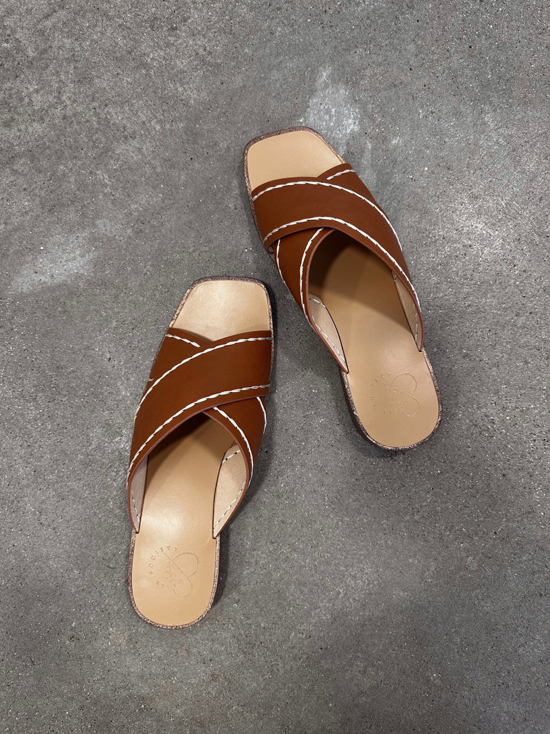 Zara + Flat Leather Sandals With Criss-Cross Straps