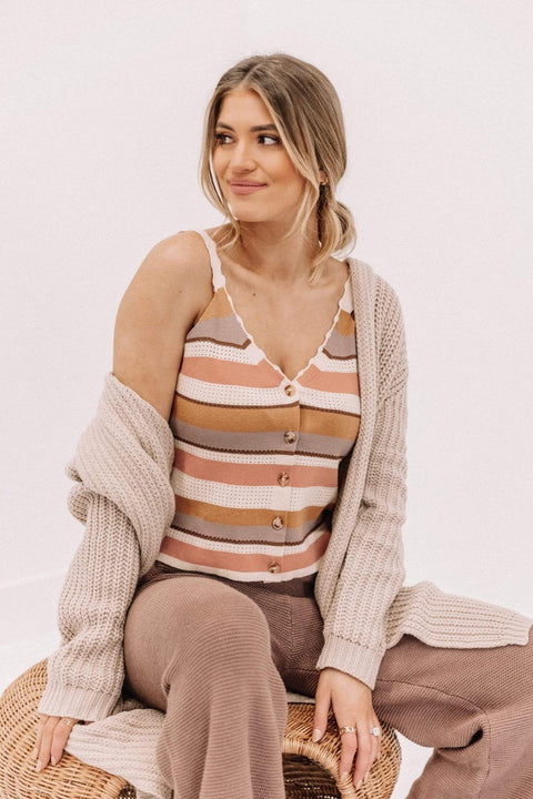 Mauve Striped Button Cami Sweater – Lane 201