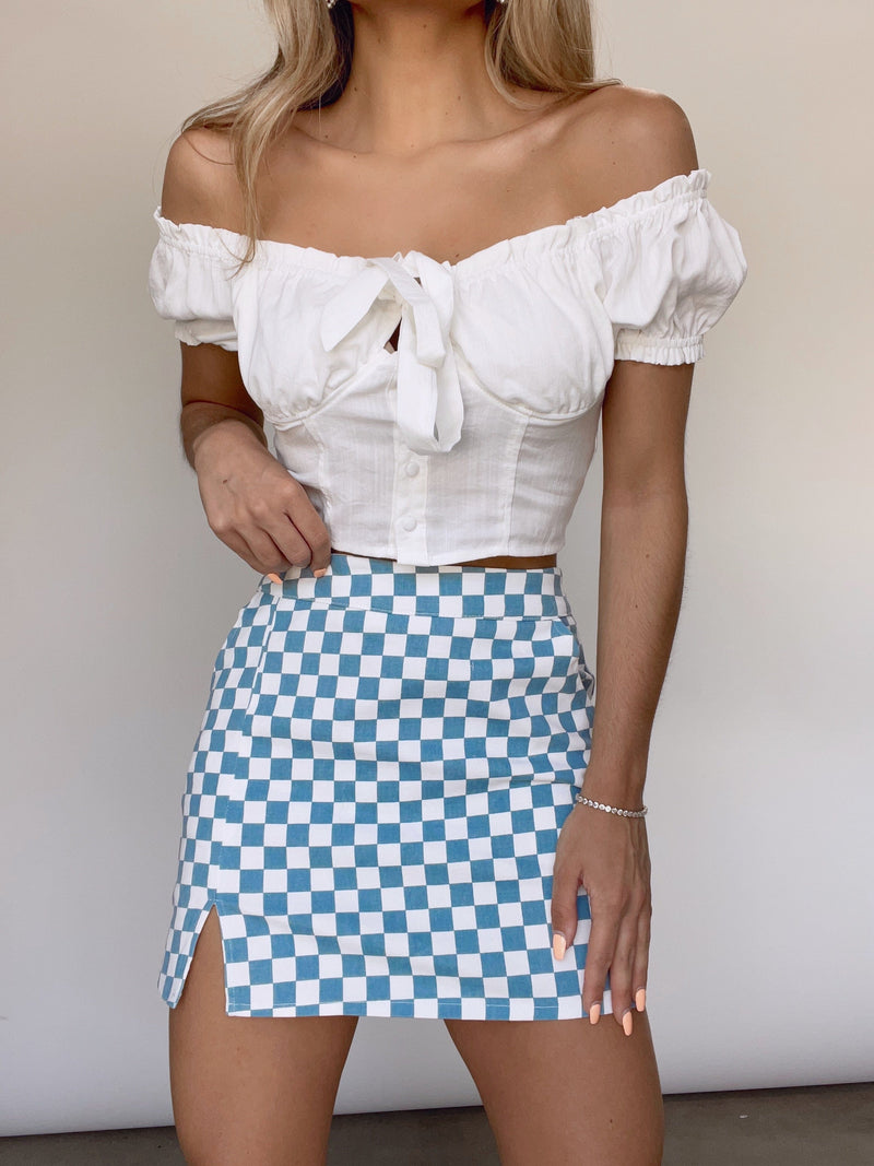 MS1698-12-LANE checker print mini skirt LE LIS