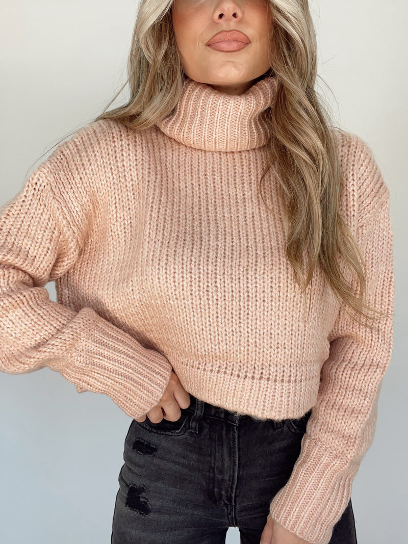 MT1370 pink turtleneck sweater MABLE