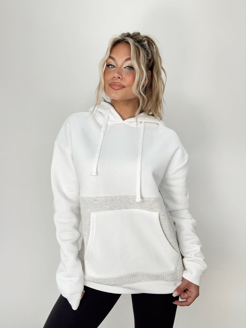 MTA0835 white half quilted hoodie pullover Mono B