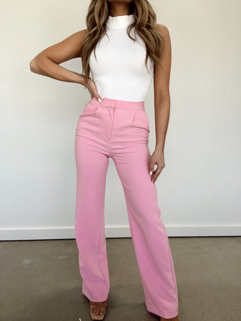 Buy FABALLEY Pink High Waist StraightWomen's Trouser | Shoppers Stop