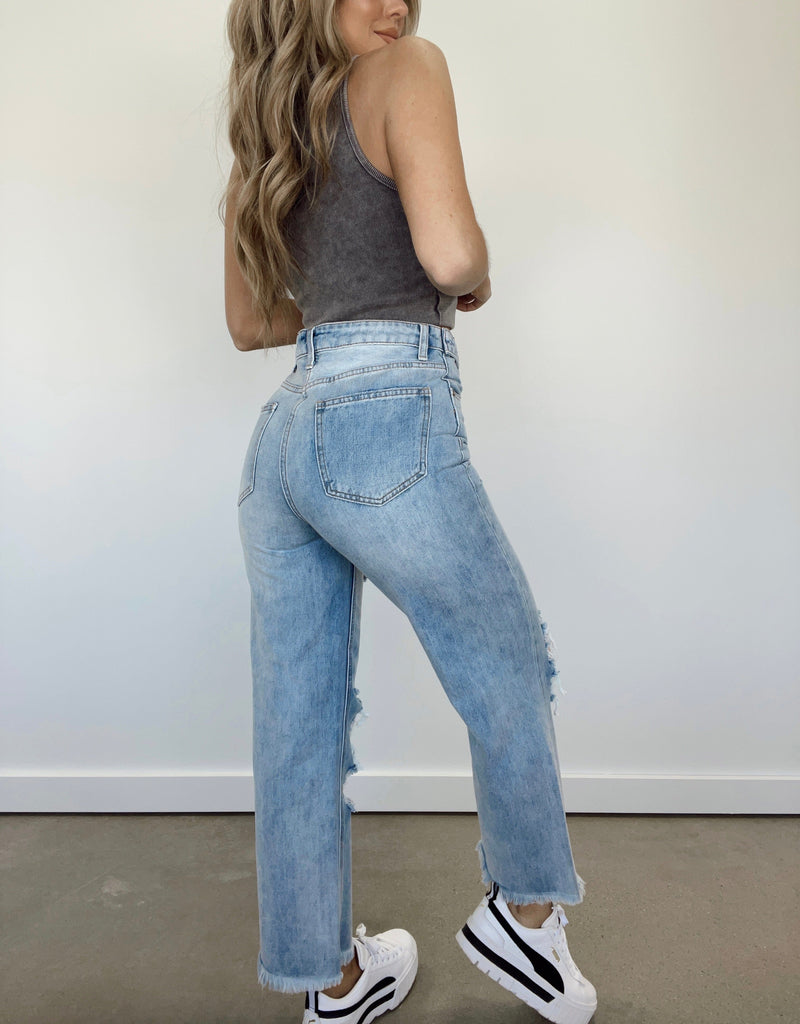 P1434M.6 frayed flip waist straight jeans Denim Lab USA