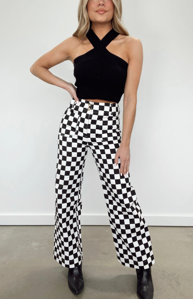 PP16140 black checkered pants papermoon