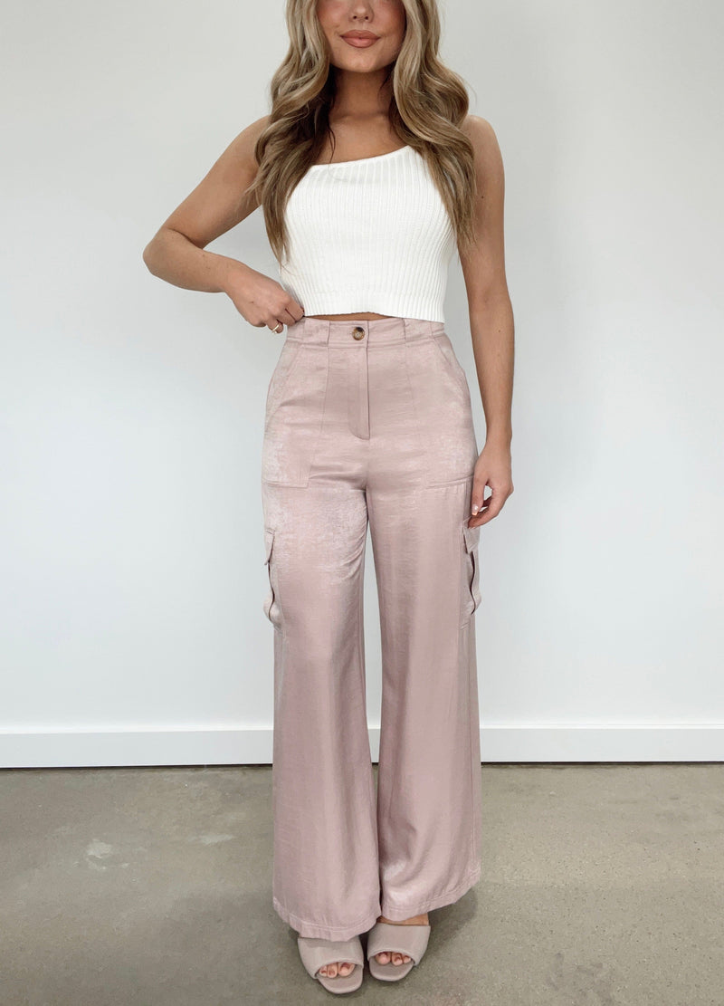 PP17087 pink wide leg cargo pants papermoon