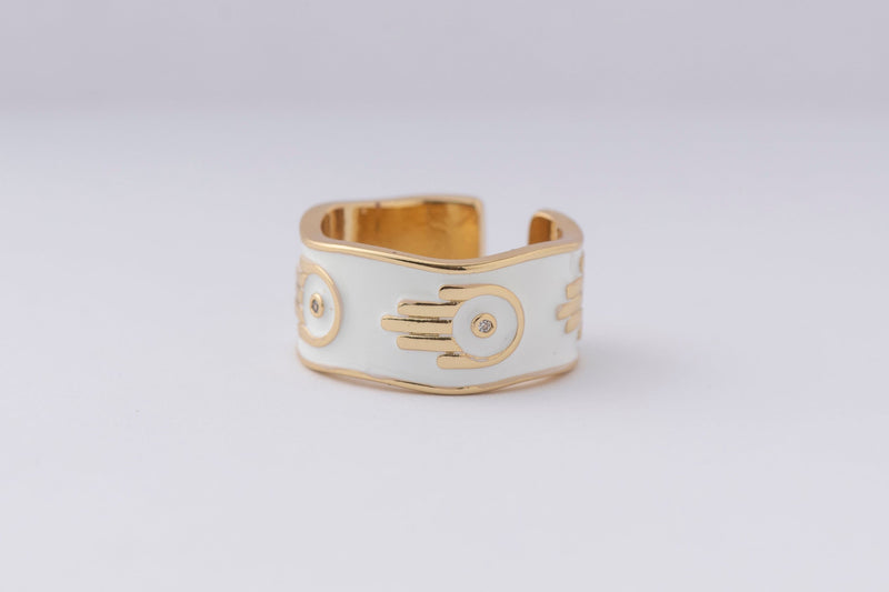 R23827 Gold White Ring The Encore Fashion Group