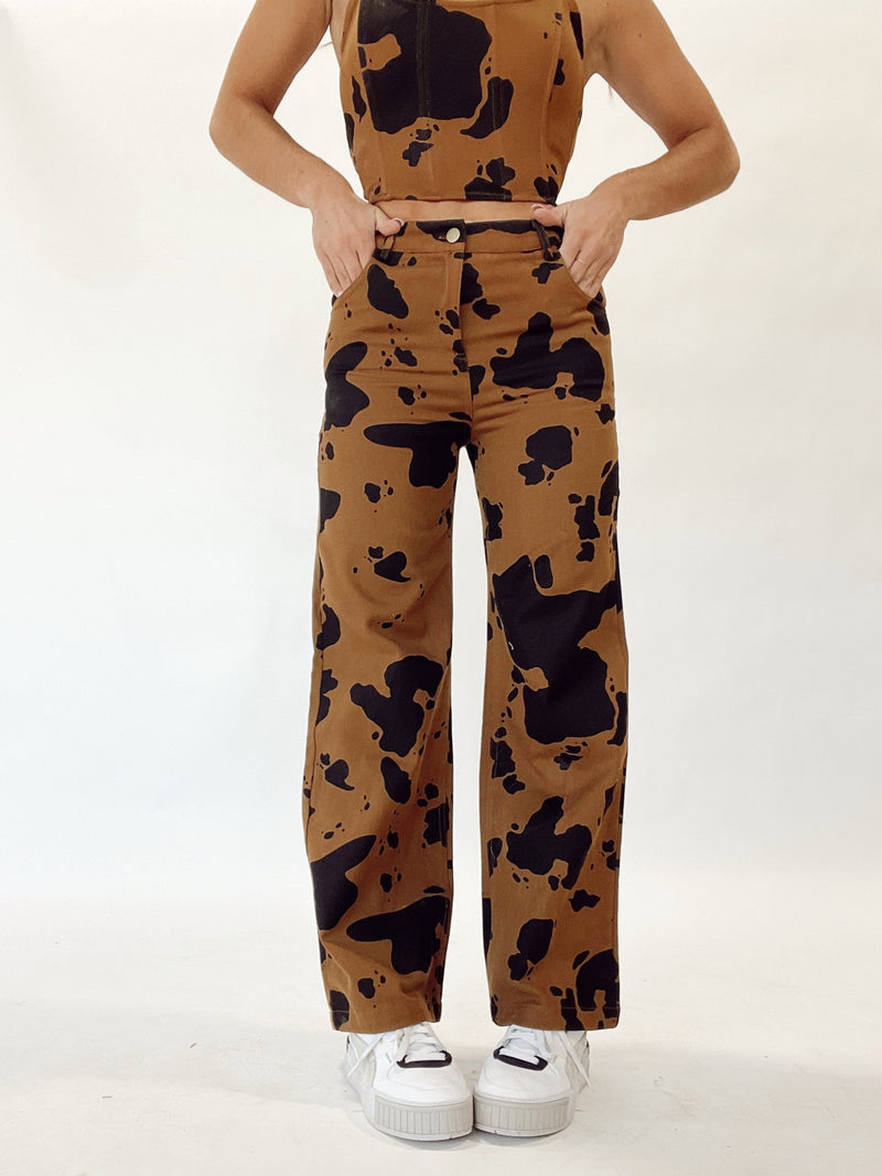 Step Into This Cow Print Pants Pretty Garbage