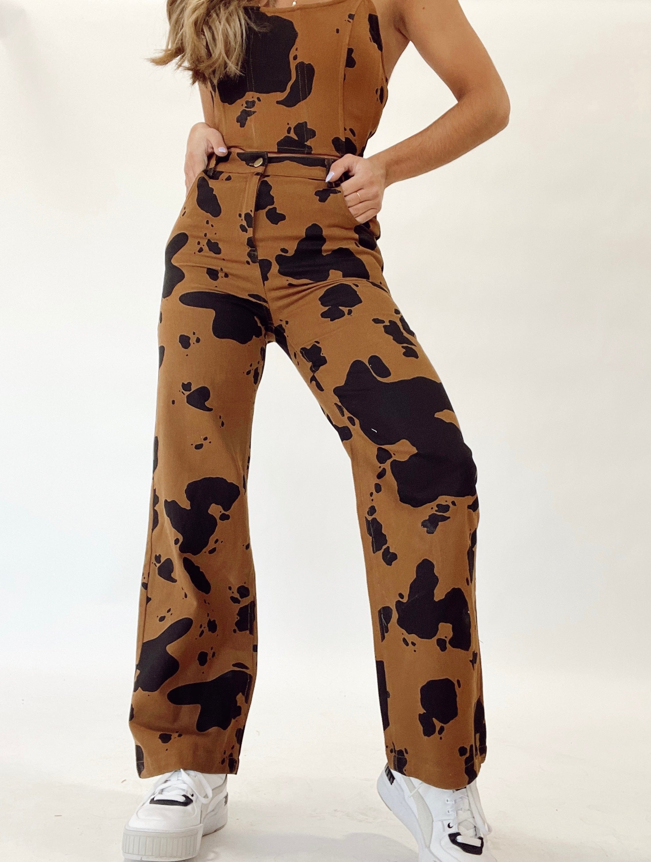 Step Into This Cow Print Pants Pretty Garbage